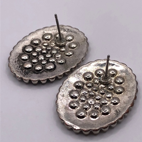 Crystal Rhinestone Large Oval Earrings - Picture 5 of 7